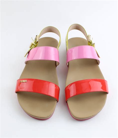 fendi tricolor double-band flat patent sandal|farfetch fendi sandals.